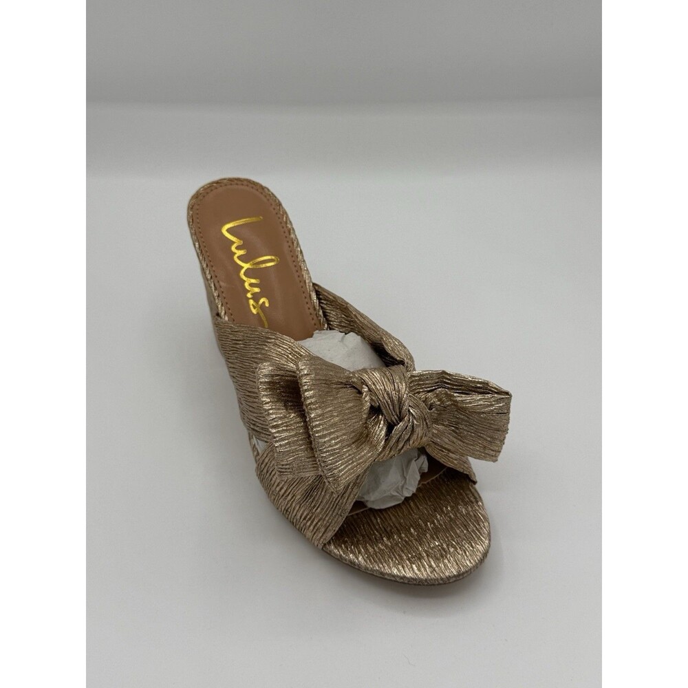 Lulus Dorothea Rose gold‎ knotted high heel sandal Women’s 6 New With Box!
